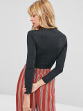 Mock Neck Ribbed Knit Crop Top