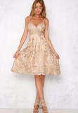 Embroidered Sexy Sling Party Dress