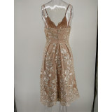 Embroidered Sexy Sling Party Dress