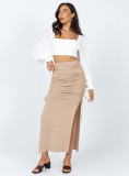 Ribbed Knit Drawstring Bodycon Midi Dress
