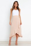 Irregular Ruffle Midi Dress With Belt