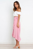 Irregular Ruffle Midi Dress With Belt
