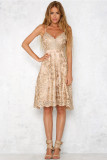 Embroidered Sexy Sling Party Dress