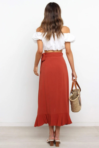 Irregular Ruffle Midi Dress With Belt