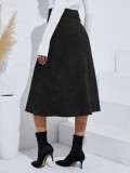 High Waist Corduroy Midi Dress