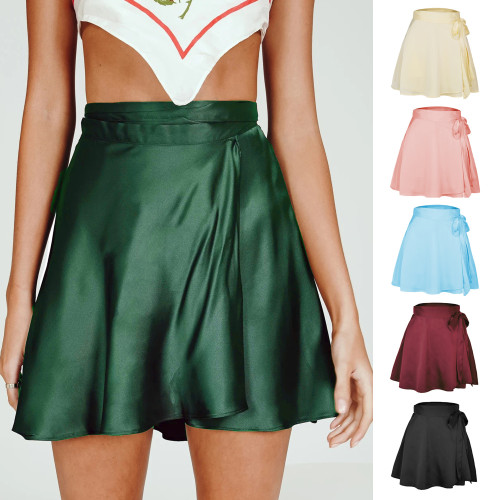 High Waist Satin Short Skirt