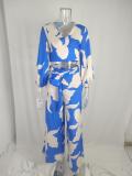 Fall Print Fashion Slim Waist Sexy Loose Lace-Up Suit