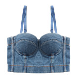 Women's Denim Suspender Vest Underwear