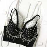 Female Tassel Suspender Stud Pearl Flash Drill Bra