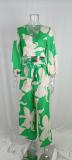 Fall Print Fashion Slim Waist Sexy Loose Lace-Up Suit