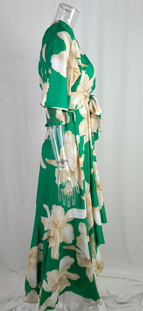 Floral Print Irregular Slit Maxi Long Dress