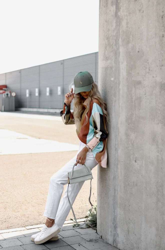 Turn Down Collar Color Block Blouse Shirt