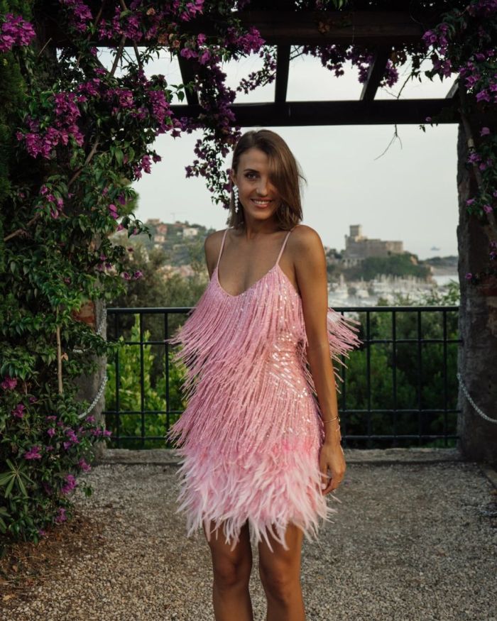 Sequin Feather Tassel Sexy Party Dress