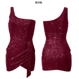 Irregular Sequin Short Dress