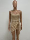 Irregular Sequin Short Dress