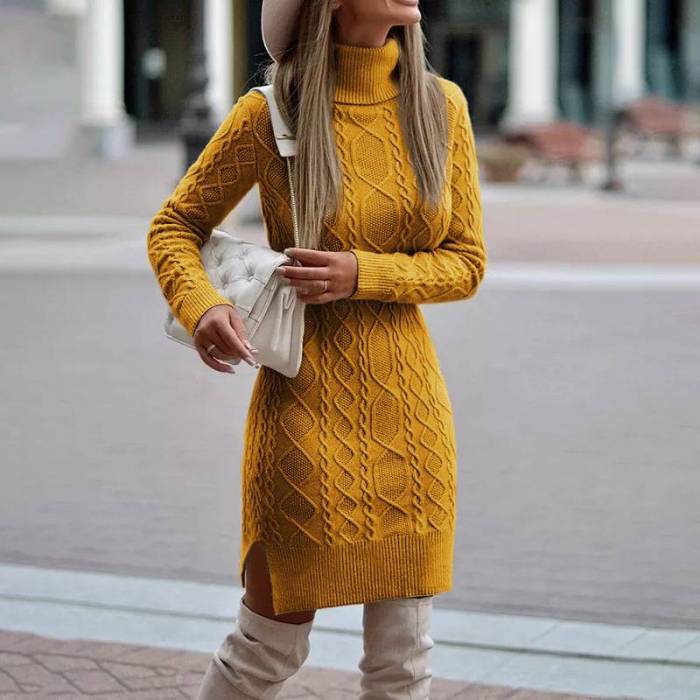 Plus Size Turtleneck Pullover Knit Dress