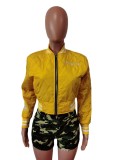 Letter Print Bubble Short Jacket