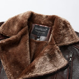 Warm Plush Men's Leather Coat 