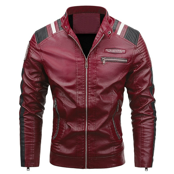 Thick Plush Men's Leather Jacket