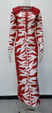 Pattern Print Casual Midi Long Dress