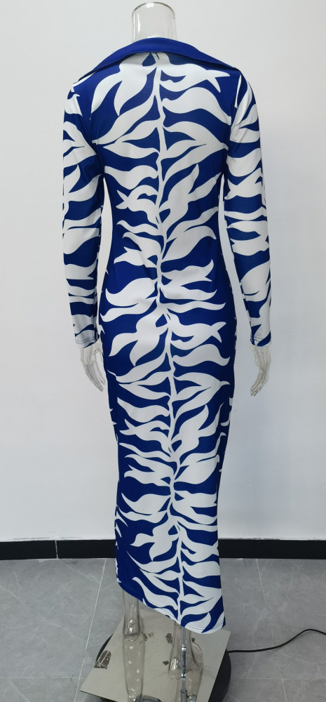 Pattern Print Casual Midi Long Dress