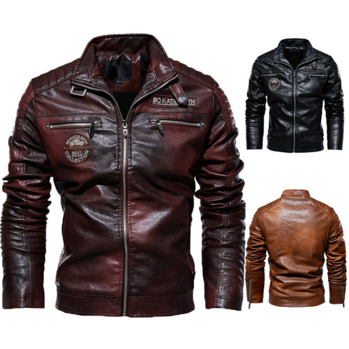 Faxu Leather Men's Zipper Jackt