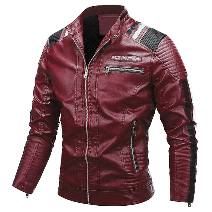 Thick Plush Men's Leather Jacket