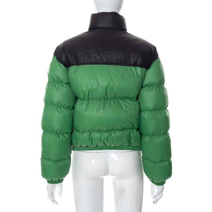 Color Block Bubble Puffer Jacket Coat