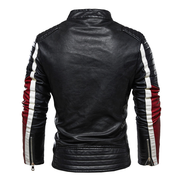 Winter Fashion Warm Motorcycle Leather Jacket for Men Zipper Casual Winter Woolen Thicken Coat
