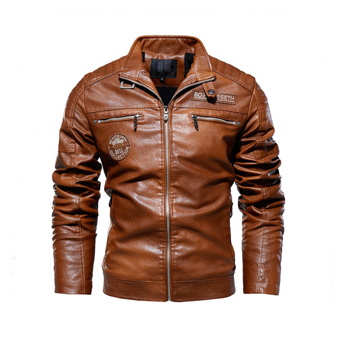 Faxu Leather Men's Zipper Jackt