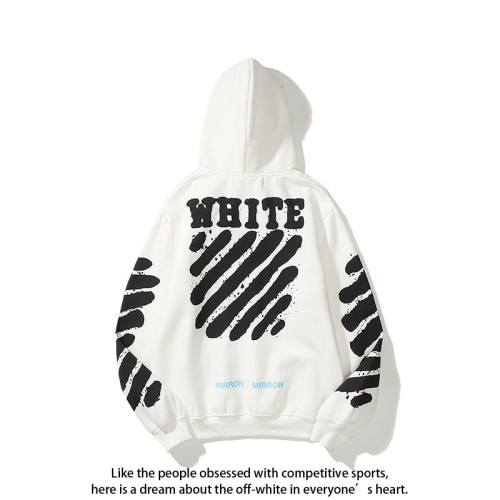 OFF White Ink Jet Letter Arrow Plush Hoodie for Men and Women
