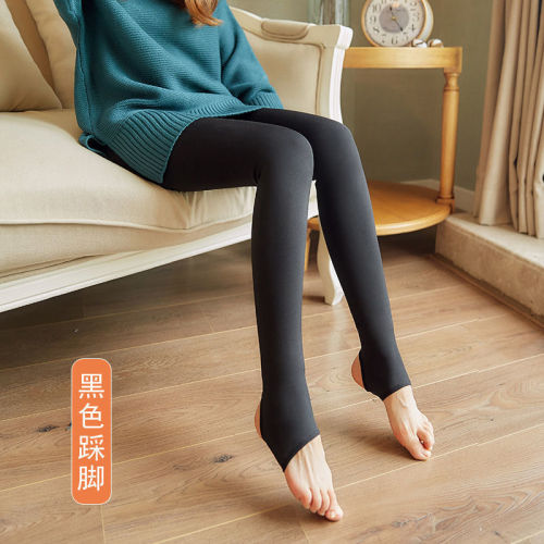 Winter Plush Thickened Imitation Nylon Leggings Thermal Wear Strrup Pants