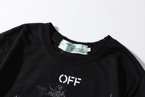Off Fashion Star Sky Fireworks Short sleeved T-shirt for Men and Women
