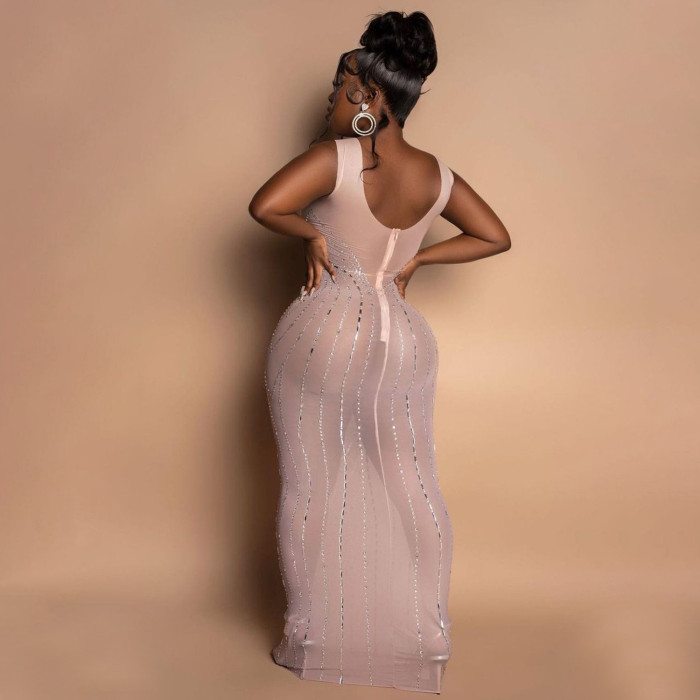 Sexy Mesh Perspective Long Dress