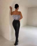 Fashion Fluffy Strapless Top