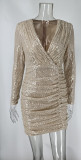 IHOOV Glittering V-Neck Curve-Hugging Mini Dress