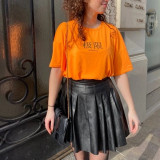 Pleated Ins Sexy PU Leather Skirt