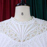 Hollow Out Lace Maxi Pleated Dress