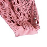 Hollow Out Lace Maxi Pleated Dress