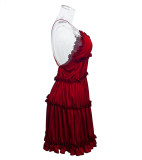 Satin Ruffled Straps Sexy Nightdress Pajamas