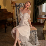 Pure Color Dot Mesh Sing Nightdress Robe Household Suit