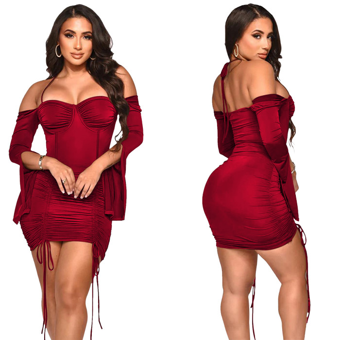 Strapless Sexy Ruched Stacked Dress