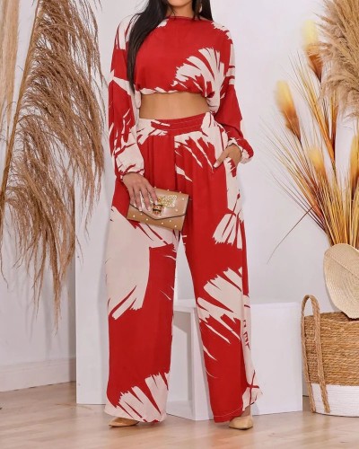 Print Two Piece Wide Leg Set