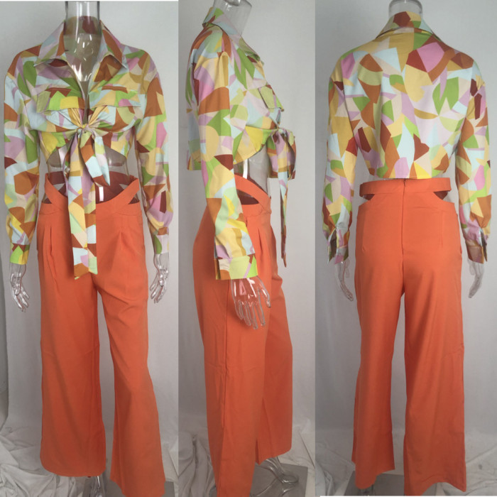 Floral Print Crop Top And Flare Pant Set