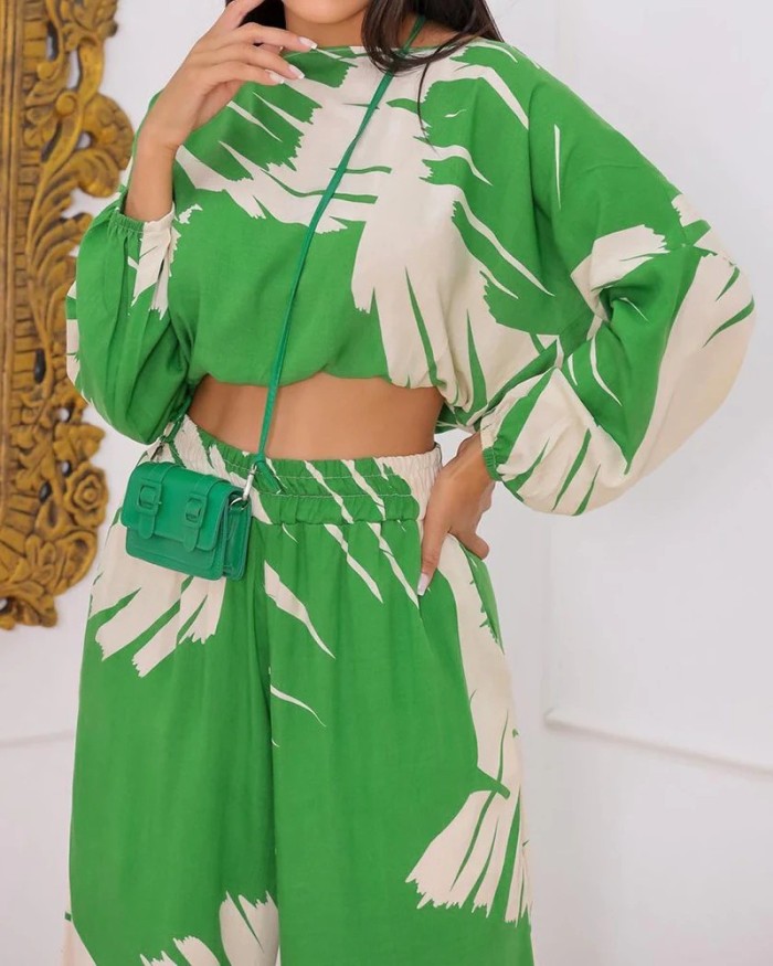 Print Two Piece Wide Leg Set