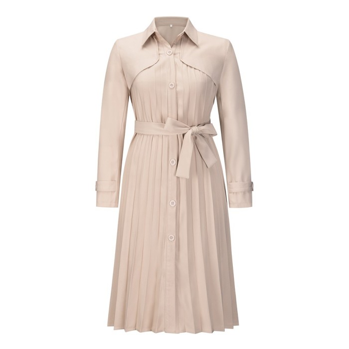 Button Down Casual Pleated Dress