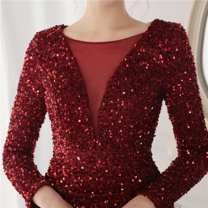 High Slit Sexy Sequin Cocktail Party Dress