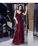 Banquet Fishtail Sleeveless Long Sequins Sling Evening Dress