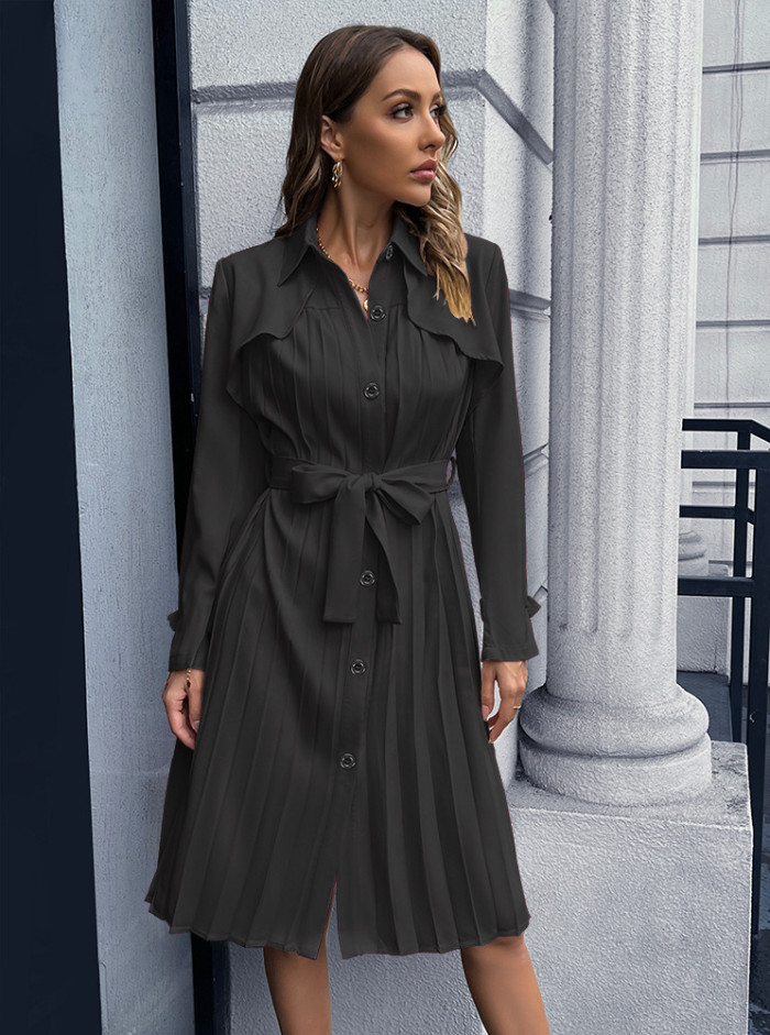 Button Down Casual Pleated Dress