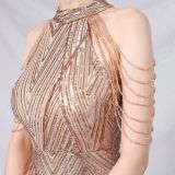 Sequins Scoop Neck Mermaid Evening Dress